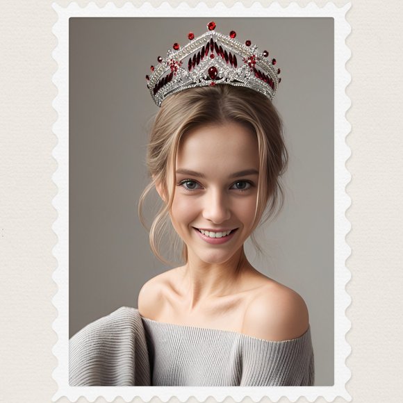 Accessories - Silver Crystal Tiara, Luxury Princess Crown, Wedding Hair Jewelry, Red Headband